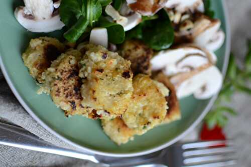 Millet grillé mâche et champignons frais végétarien