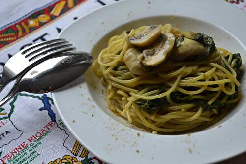 One pan pasta - Epinards champignons