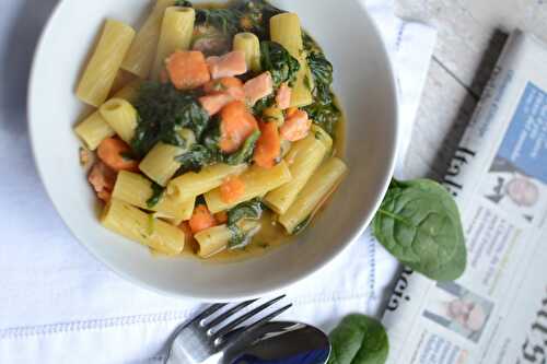 One pan pasta patate douce épinards