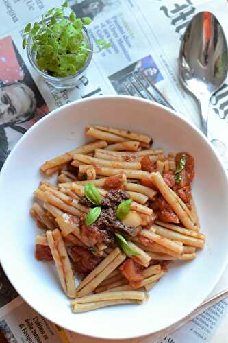 Pâtes tomates et tapenade