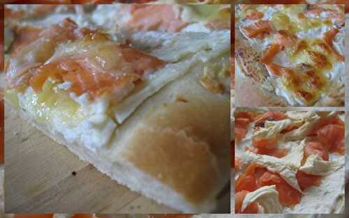 Pizza blanche saumon et crevettes