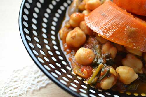 Pois chiches épinards et patate douce au miel