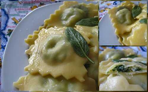 Ravioli aux épinards, ricotta et tomates séchées au beurre de sauge