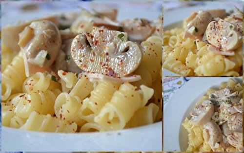 Riccioli aux champignons et au jambon....