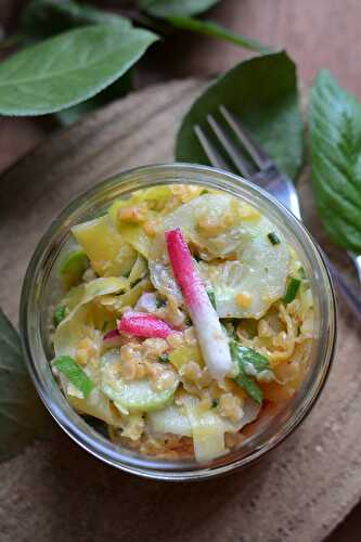 Salade lentilles corail carotte radis concombre