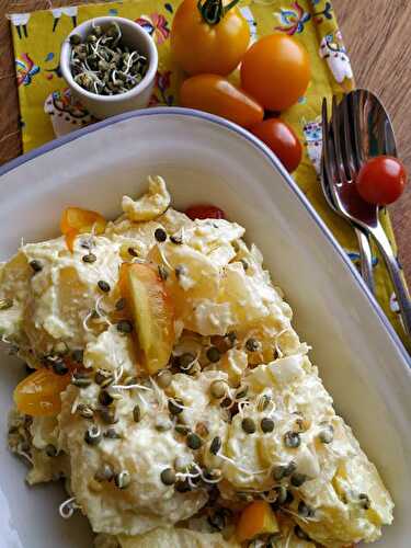 Salade pommes de terre tomates lentilles vertes germées