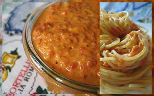 Spaghetti al pesto di peperoni