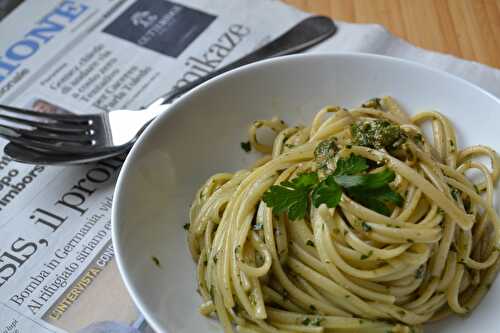 Spaghetti au persil et au basilic