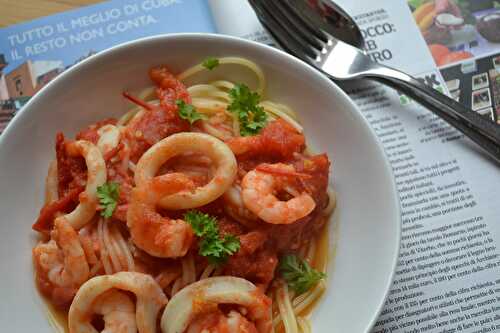 Spaghetti aux calamars et crevettes