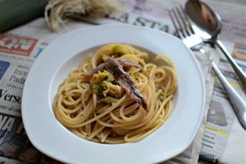 Spaghetti poireaux et anchois