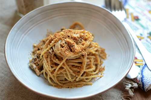 Spaghetti sardines et chapelure maison