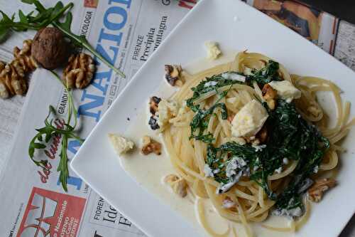 Spaghetti sauce bleu d'Auvergne noix et roquette