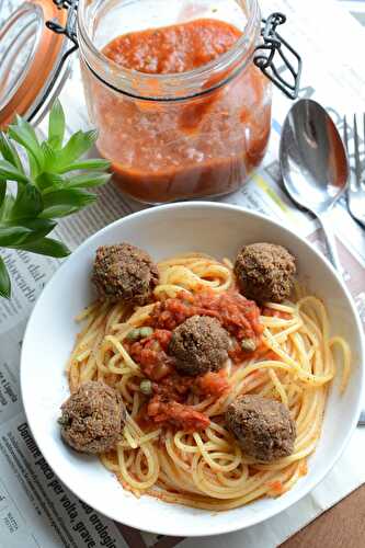 Spaghetti sauce tomate boulettes de thon