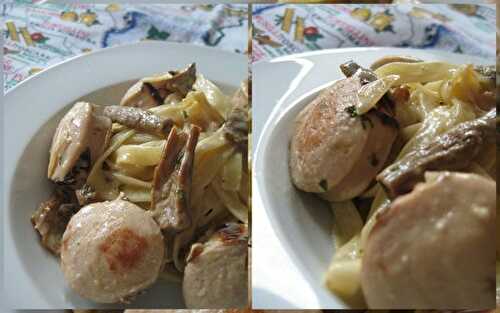 Tagliatelle au boudin blanc et aux cèpes