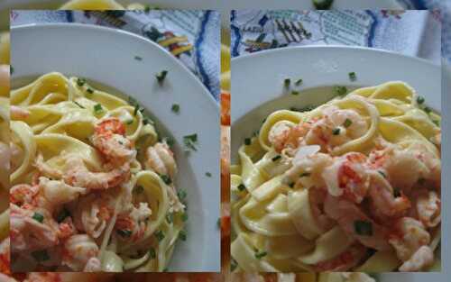 TAgliatelle aux crevettes et aux queues d'écrevisses