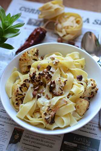 Tagliatelle chou fleur rôti Gorgonzola végétarien