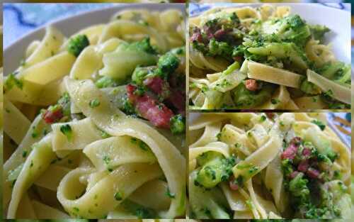 Tagliatelle con lardo e brocoli