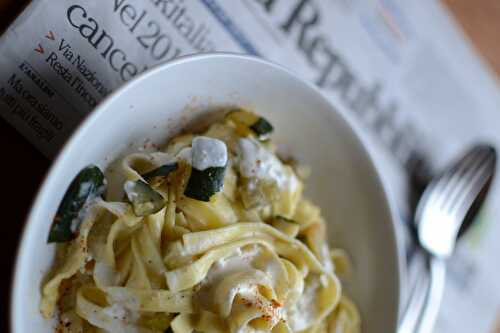 Tagliatelle courgettes et crème de fromage de chèvre