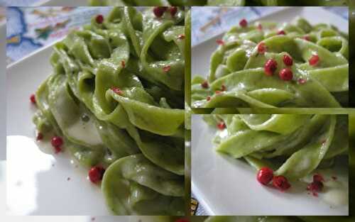 Tagliatelle vertes à la tome fraiche de chèvre