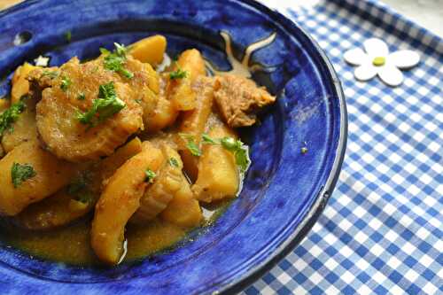 Tajine de cardes, de pommes de terre et de veau