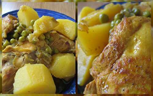 TAjine de poulet aux pommes de terre et aux petits pois