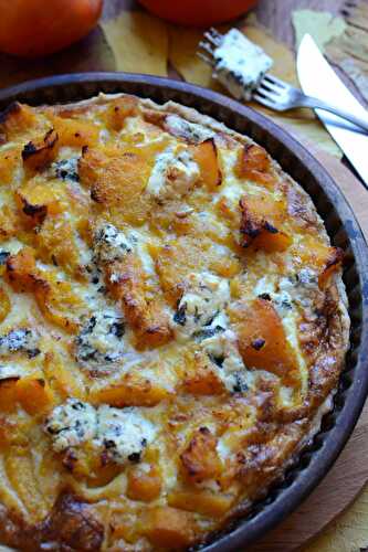 Tarte courge butternut et bleu d'Auvergne végétarien