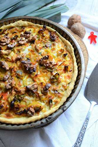 Tarte poireaux potimarron et noix végétarien