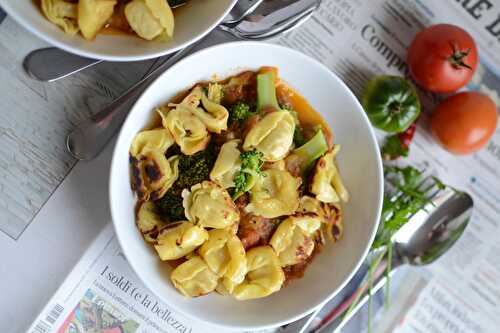 Tortellini poelés aux deux tomates et brocoli