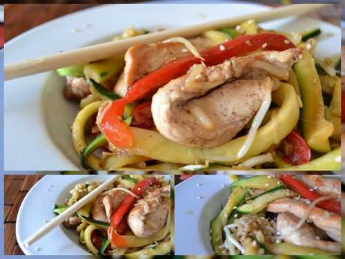 Wok de poulet et courgettes