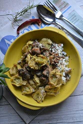 One pan pasta - ravioli champignons ricotta végétarien