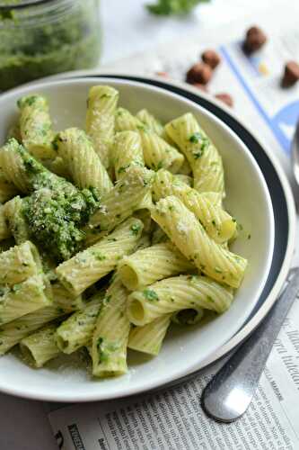 Pâtes et pesto de mâche végétarien