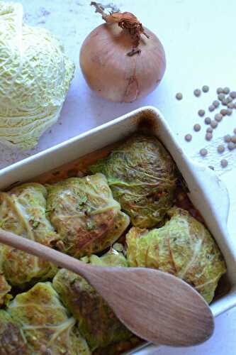 Feuilles de chou farcies boulgour lentilles végétarien