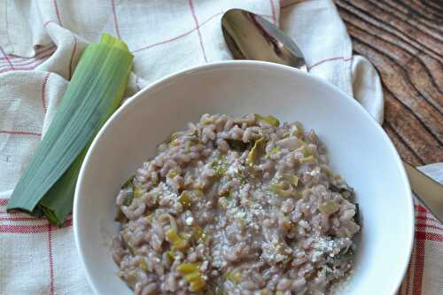 Risotto au vin rouge et poireau