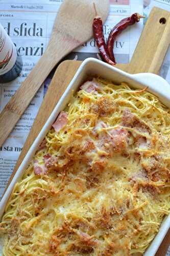 Gratin de spaghetti et jambon