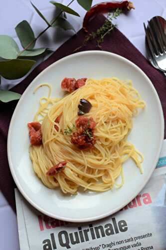 Linguine tomates confites végétarien