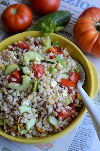 Salade d'orge et petits légumes du jardin végétarien