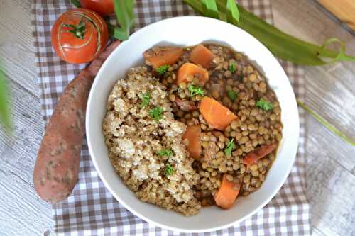 Mijoté lentilles patate douce végétarien