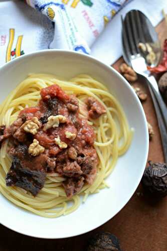 Spaghetti sauce champignons noix végétarien