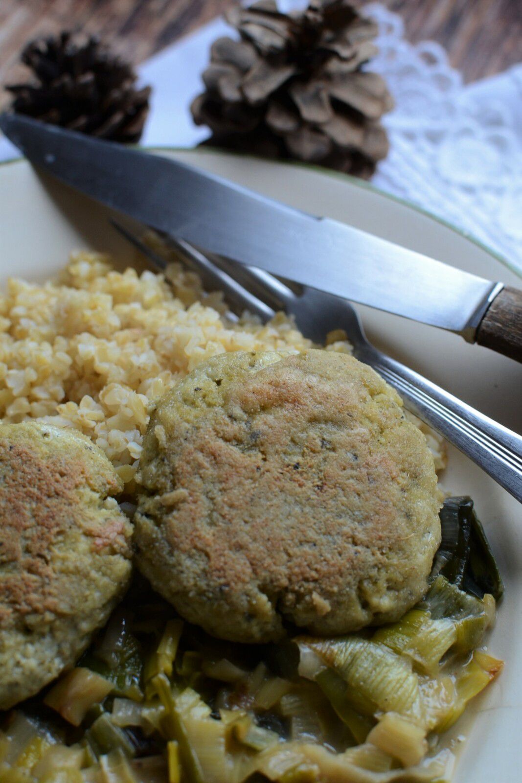 Galettes de tofu poelée de poireaux et boulgour #végétarien