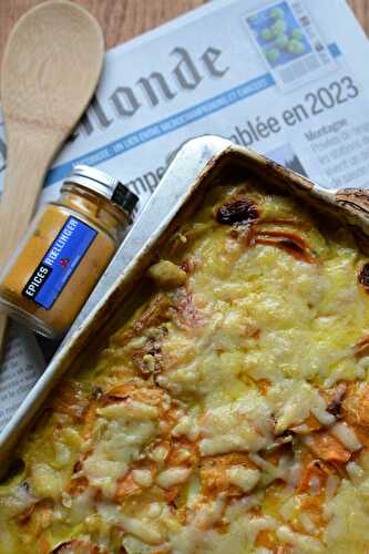 Gratin de pommes de terre et patate douce végétarien