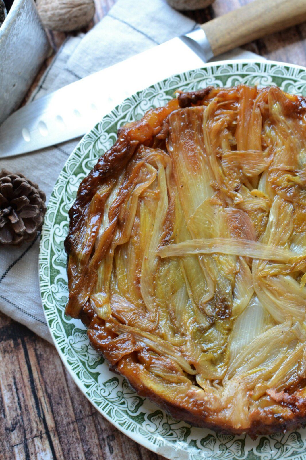 Tarte tatin endives noix et Roquefort #végétarien