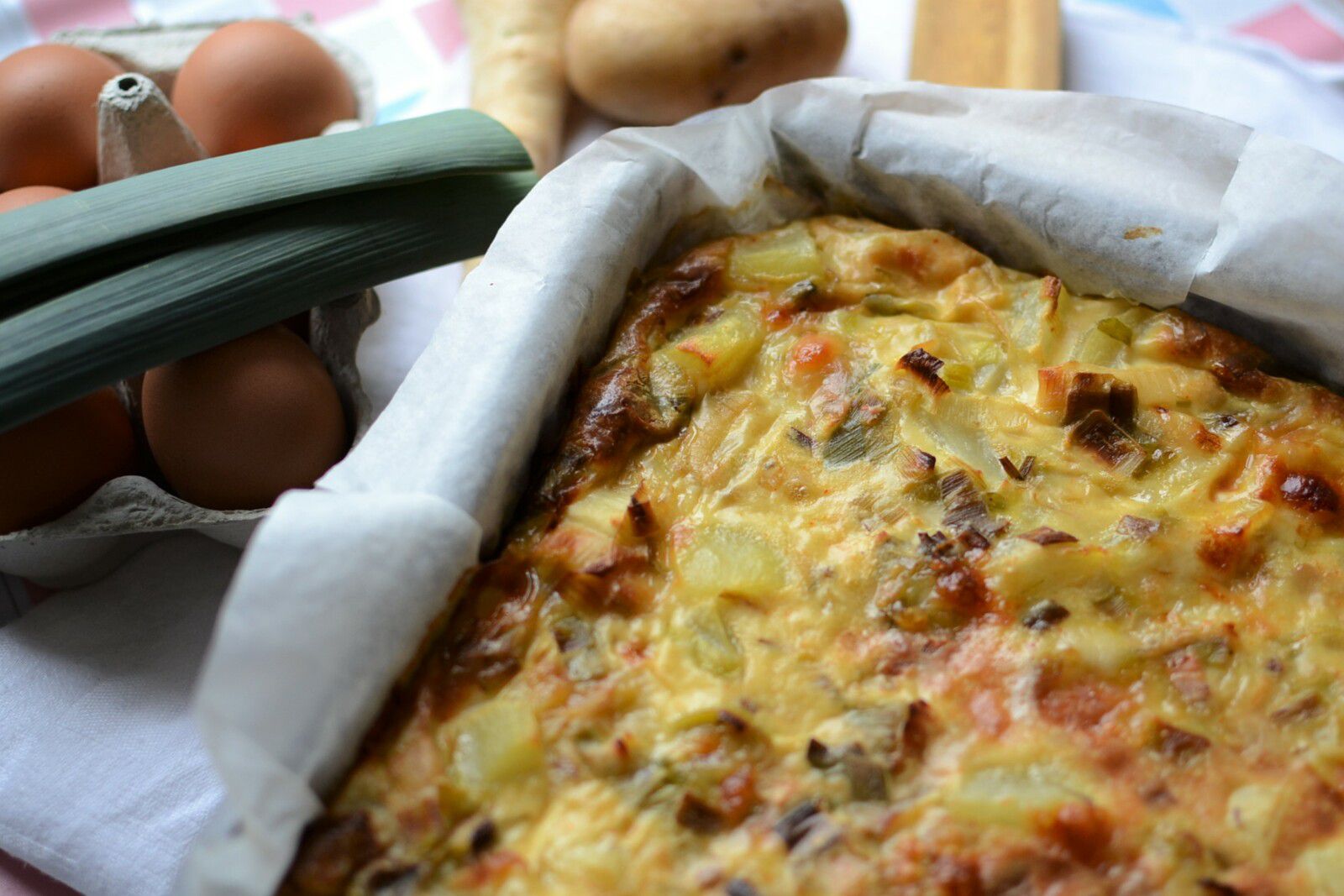 Quiche sans pâte poireaux pomme de terre et panais #végétarien