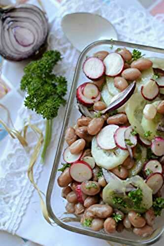 Salade de haricots borlotti radis et concombre #végétarien