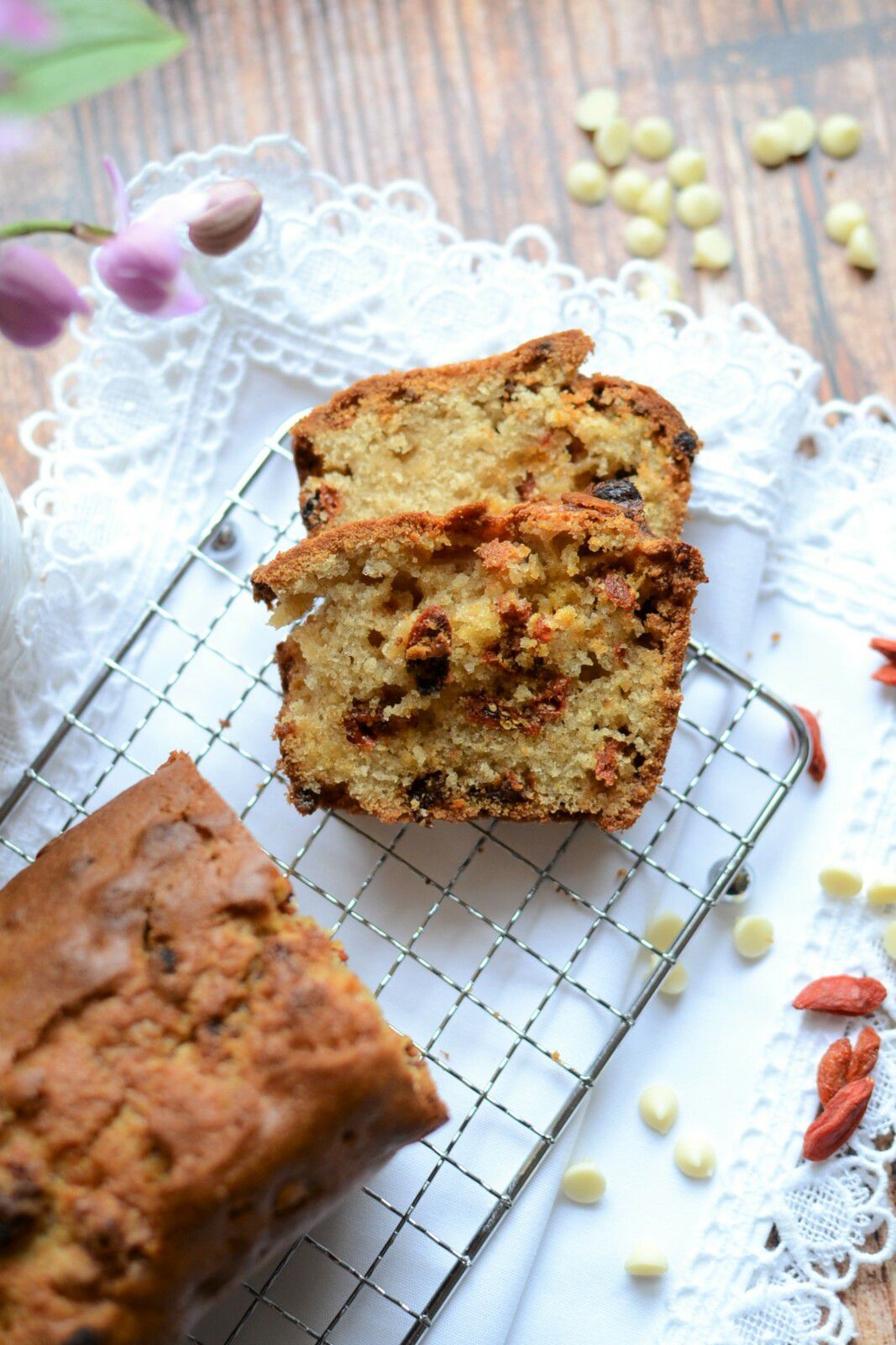 Cake chocolat blanc et baies de Goji