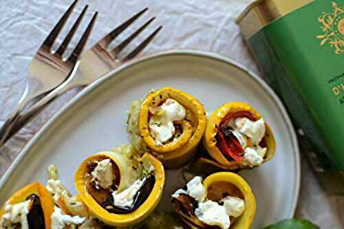 Mini roulés courgettes poivron fromage frais #végétarien