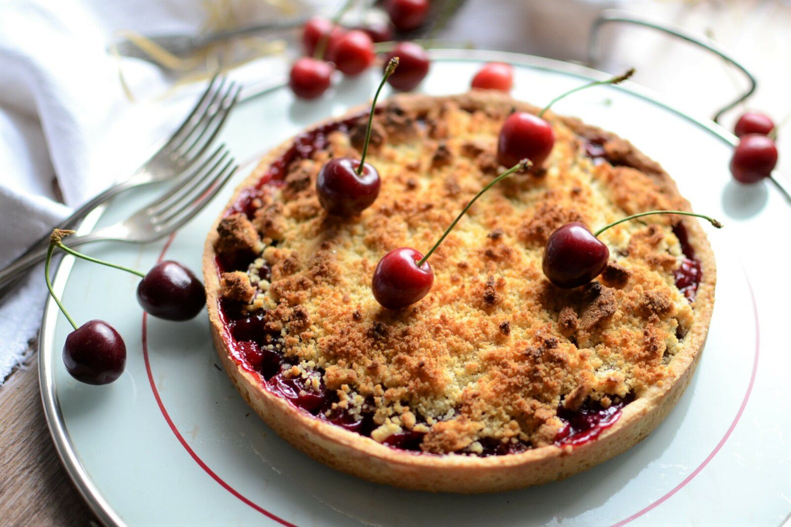 Tarte crumble aux cerises