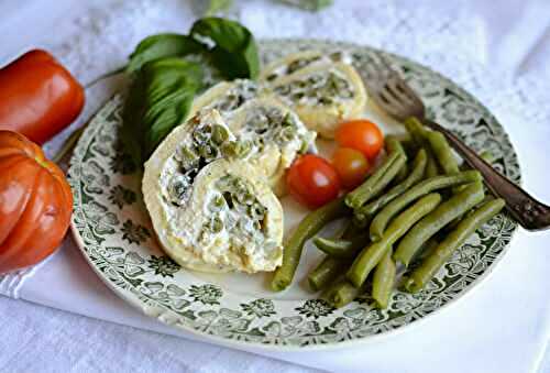 Roulé omelette fromage frais et haricots verts 