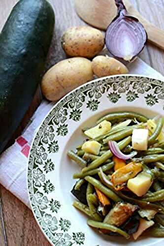 Salade de pommes de terre haricots verts et courgettes rôties #végétarien