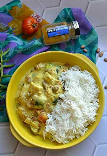 Curry courgette haricots borlotti et lait de coco #végétarien