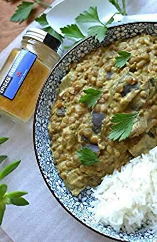 Dahl lentilles brunes, aubergine et lait de coco #végétarien